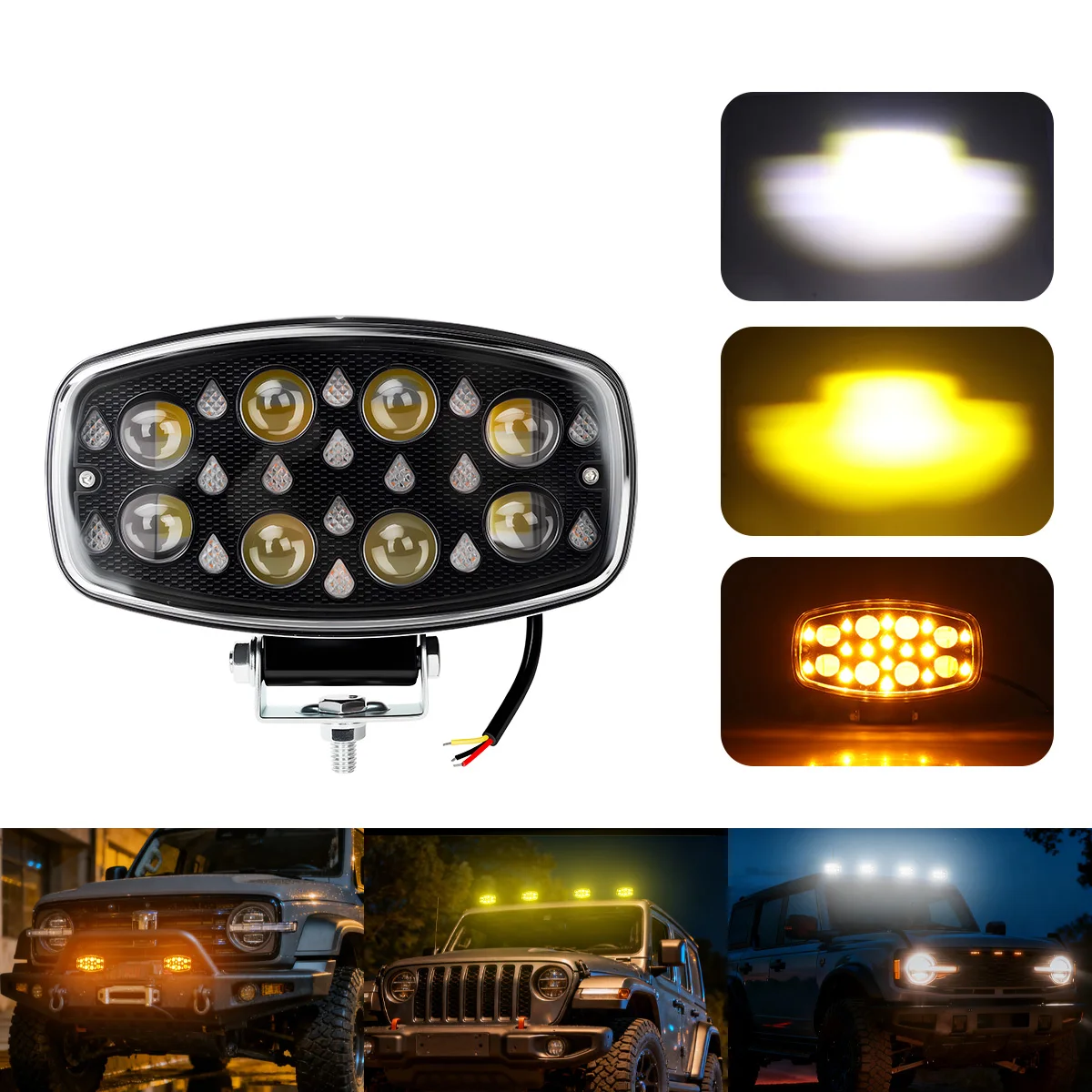 2pcs 5inch Aluminum Flood Work Light Off Road Spotlight Dual Color Universal Automobile Truck Driving Fog Headlights DRL 12V