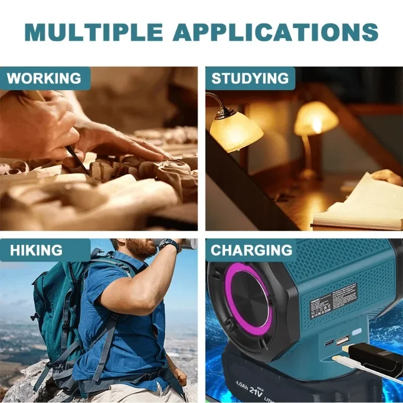 Alto-falante portátil sem fio bluetooth amplificador para makita 18v bateria surround player acampamento ao ar livre e festas