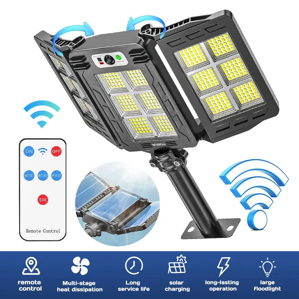 

450 LED Solar Lights Outdoor Garden Waterproof IP66 Wall Light Motion Sensor Flood Yard Street Lamp with Remote Control