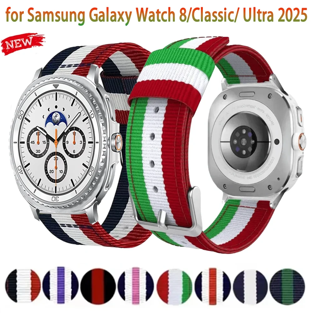 Canvas Band for Samsung Galaxy Watch Ultra 2025 47mm Nylon Bracelet Wristband for Galaxy Watch 8 44mm 40mm 8 Classic 46mm Strap