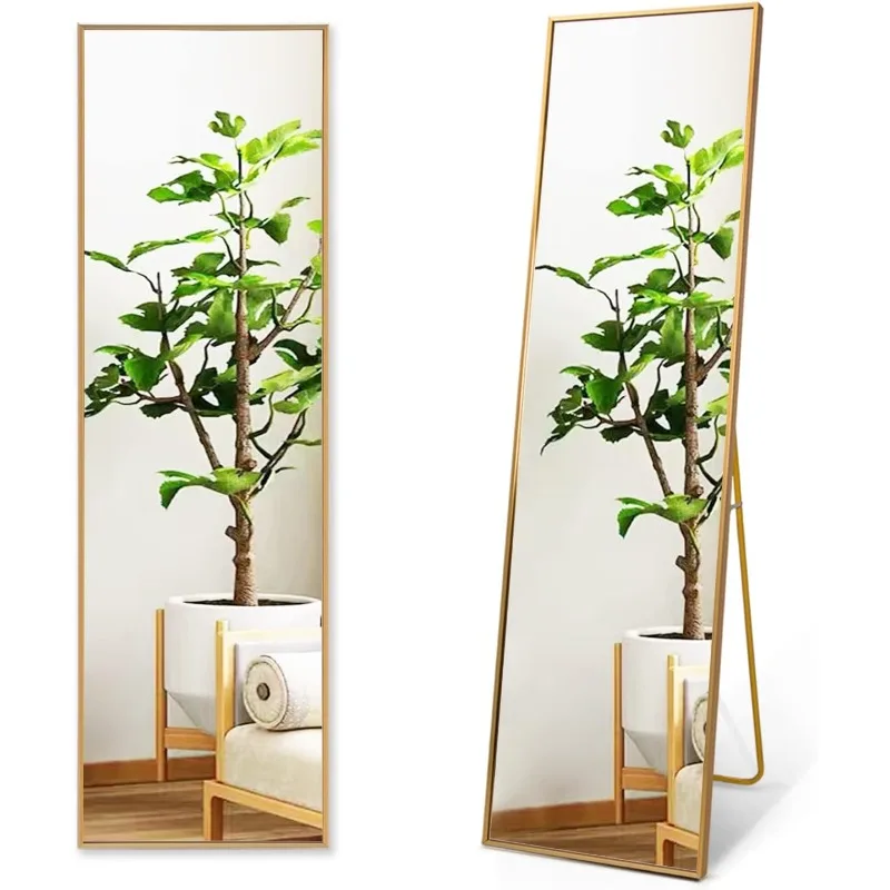 Wall Mirror Full Length Full Body Mirror Floor Mirror Standing with Aluminum Alloy Thin Frame for Bedroom Living Room