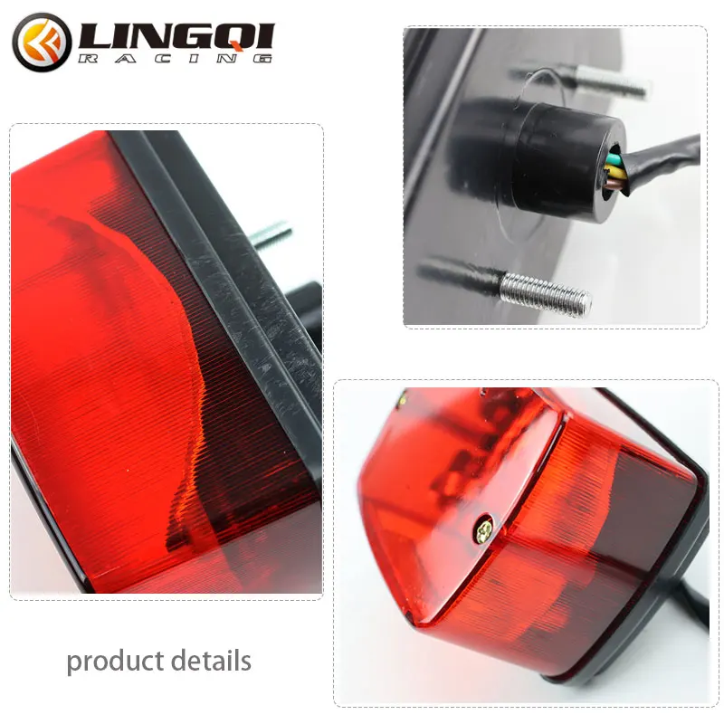 LING QI fanale posteriore per moto LED luci freno posteriori indicatore di arresto in plastica universale per ATV Pit Dirt Bike accessori per