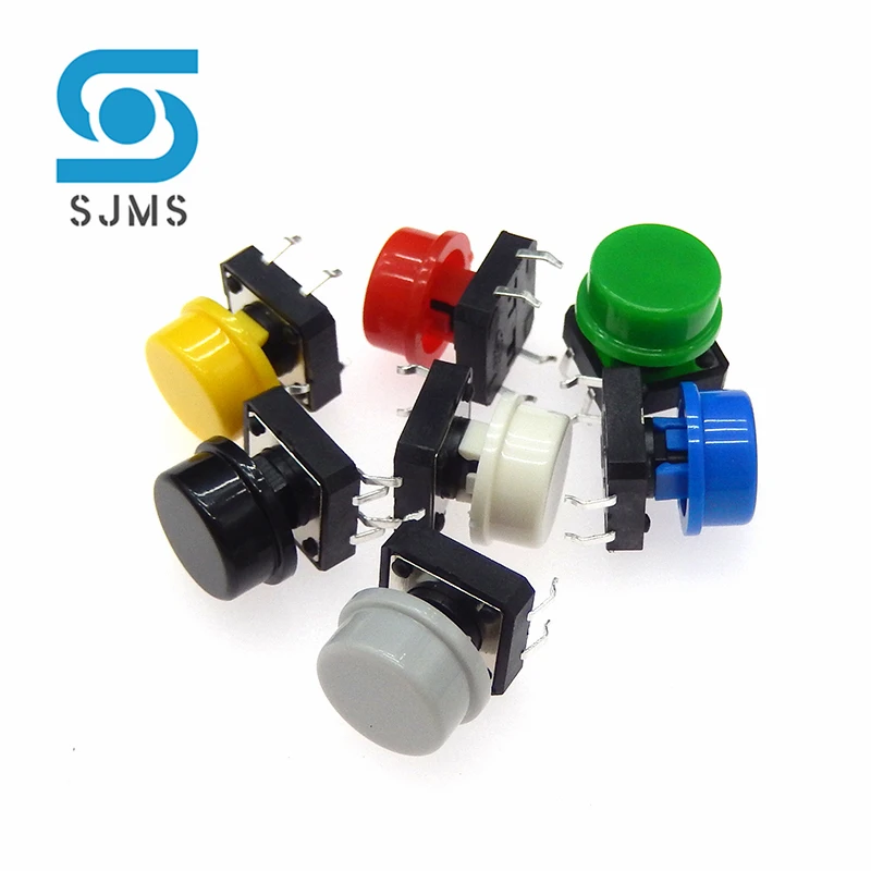 10pcs/Lot 12*12*7.3mm Momentary Tactile Switch DIP 4 Pin Tactile Push Button Switch With Cap Momentary Tact Switch 12x12x12.3 mm