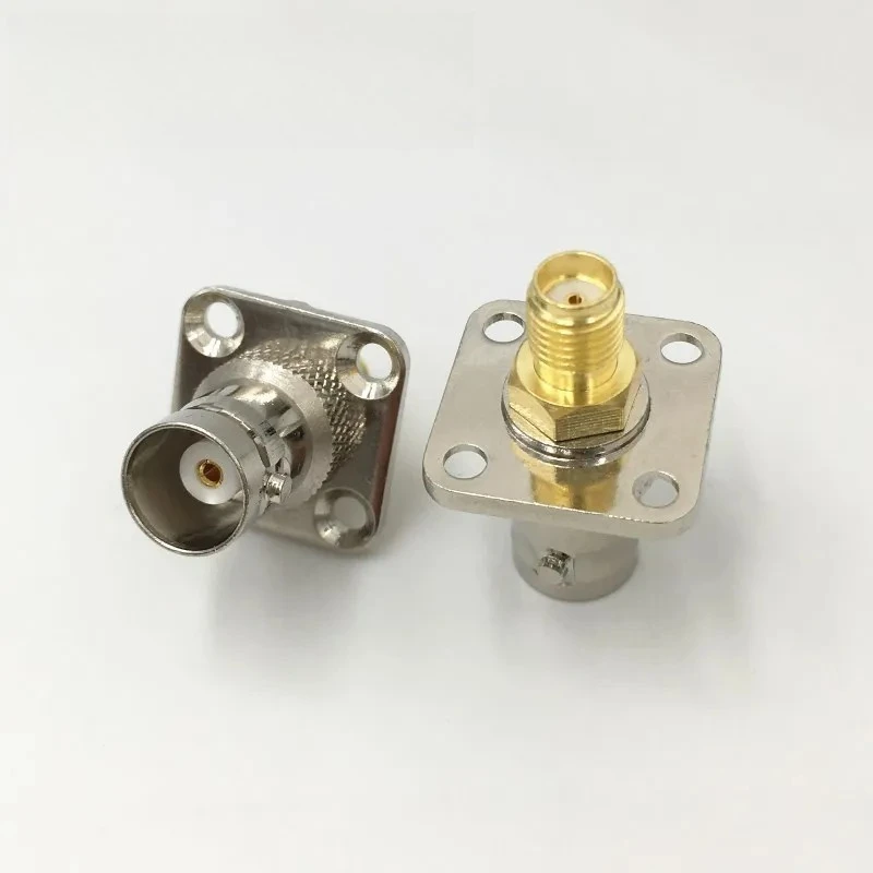 

10Pcs Brass SMA Female to BNC Female Plug SMA / BNC F/F with 4 Hole Flange Mount Adapter Connector