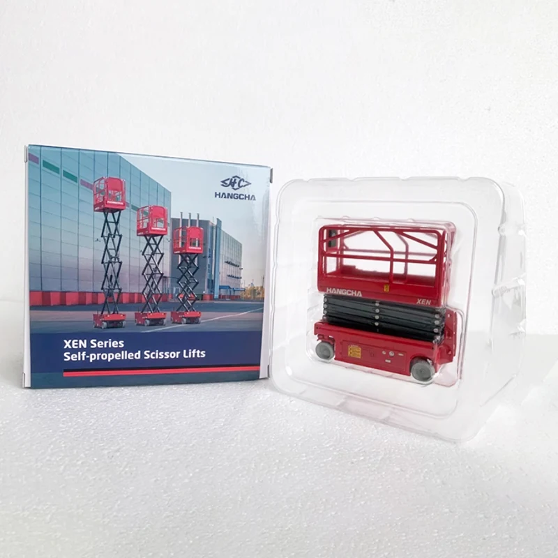 Diecast 1:30 Scale Hangcha 140XEN Self-propelled Scissor Lifts Alloy Engineering Vehicle Model Collection Souvenir Ornaments