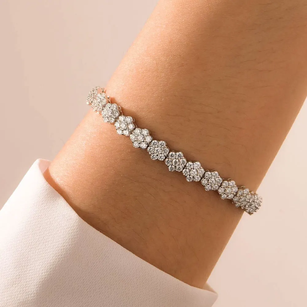 KNOBSPIN Tutti 2mm Moissanite Bracciale Tennis Pieno di Diamanti GRA 925 Placcato Argento 18k Braccialetti Gioielli Festa di Nozze per Donna Uomo