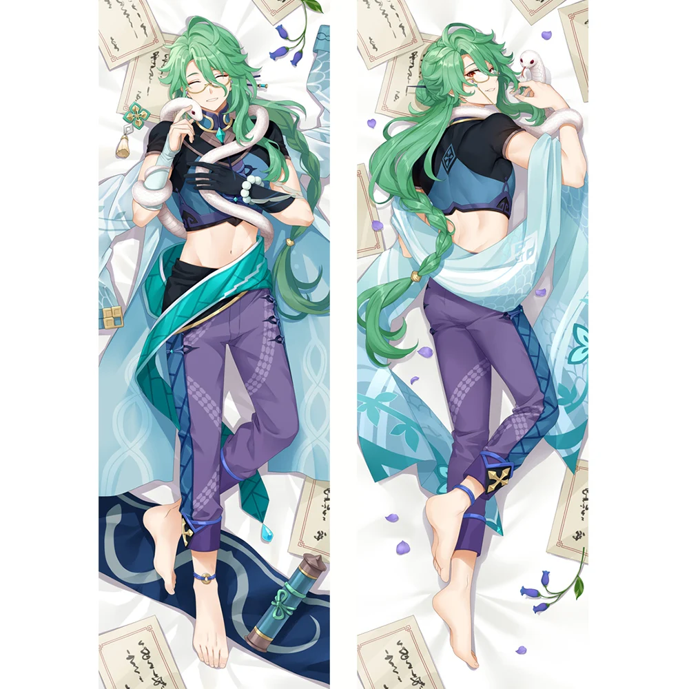 Genshin Impact Baizhu Dakimakura 2WAY Hugging Body Pillow Case Anime Otaku Pillow Cushion Cover Xmas Gifts