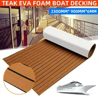 2300x600x6mm Self-Adhesive EVA Foam Faux Teak Decking Sheet Marine Flooring Boat Decking Sheet Brown Black Striped Pad Mat