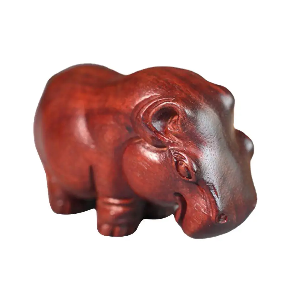 

Blood Sandalwood Hippo Carved Statue Home Desktop Decor Creative Wooden Craft Ornament Wooded Decor Carved Hippo Statue