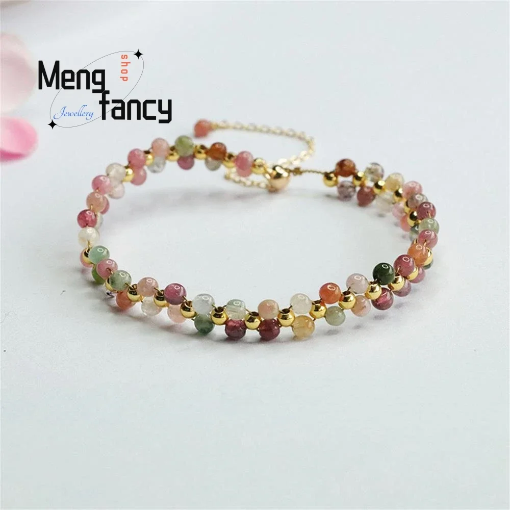 

Natural Candy Colour Tourmaline Exquisite Elegant Simple High-grade Bracelet Crystal Colourful Treasure String Fashion Jewellery