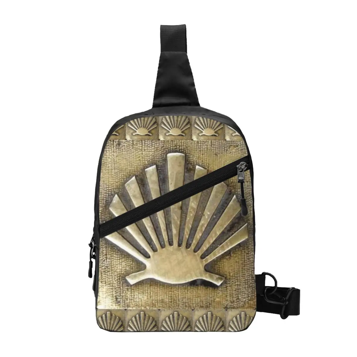 

Custom Camino De Santiago Scallop Shell Sling Bags Men Fashion Shoulder Chest Crossbody Backpack Travel Hiking Daypack