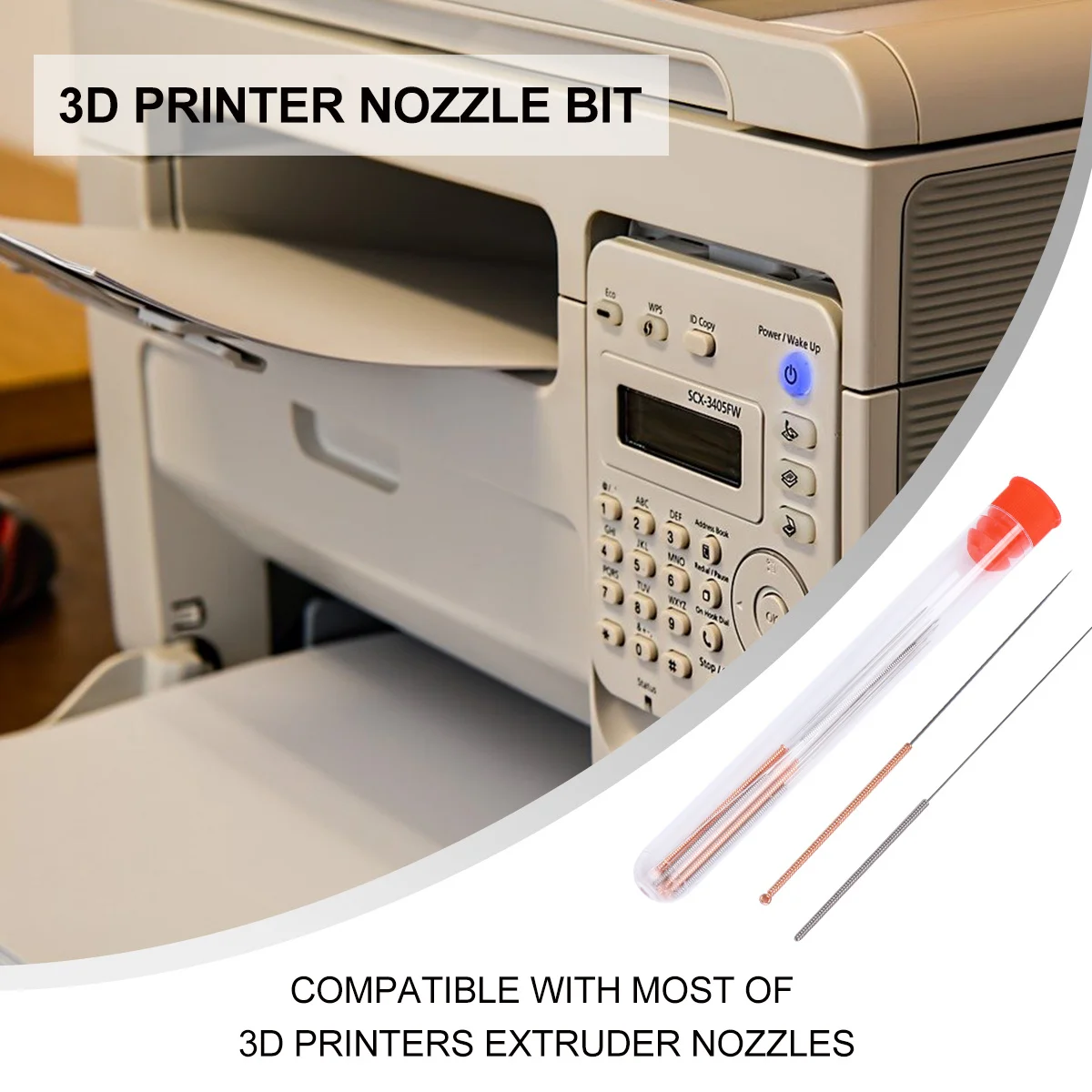 

10pcs Nozzle Cleaning Tool For 3D Printer Stainless Steel Copper Needle Set 3D Printer Nozzle Cleaning Kit Drill Bit Flex Shaft