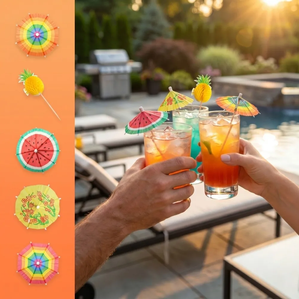 50Pcs Mini Cocktail Umbrellas Colorful Paper Multicolored Cocktail Picks Decorative Umbrella Colorful Cocktail Drink Umbrellas 5