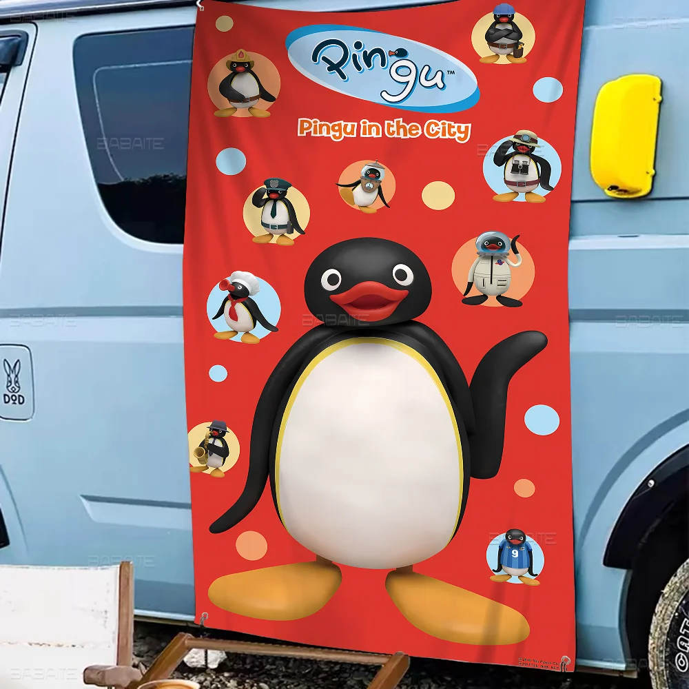 Cartoon P-Pingu High End Quality Banner Printing Artistic Atmosphere Style Camping Flag