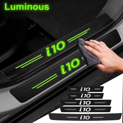 Luminous Car Door Sill Decalques para Hyundai I10, Trunk Bumper Adesivos de Proteção, Auto Pedal de Entrada, Anti Scuff Scratch Film