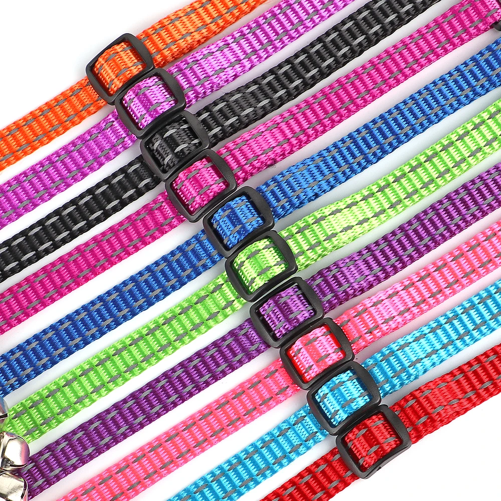 Eingraviert Individuelles Katze Kragen Reflektierende Kätzchen Welpen Halsbänder mit Glocke Personalisierte Pet Katzen Kragen Halskette Zubehör 1cm Breite – Detail 7