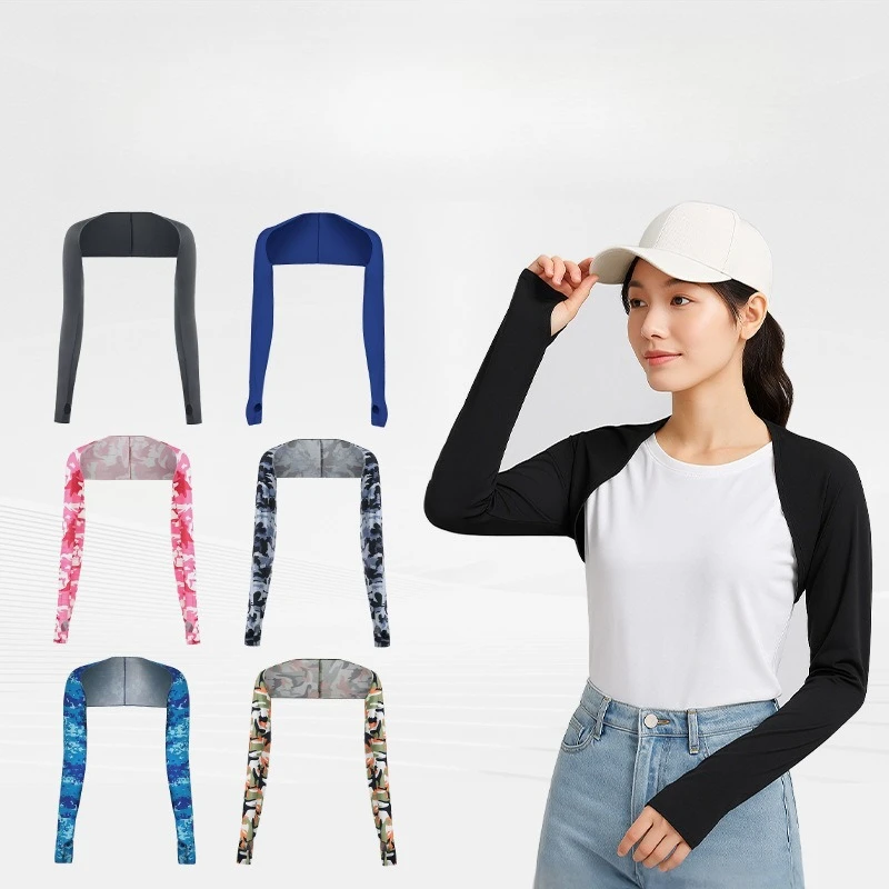 

New Style Sun Protection Shawl Golf Shawl Sleeve Cover Women's UV Ice Silk Integrated Across Shoulders and Sleeves