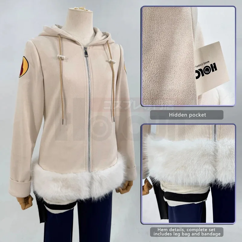 

Anime Hyuga Hinata Cosplay Costume Young Version Coat Pants Leg Bag Bandage Christmas Cos Convention Halloween Gift6;d'3,h'7.b;