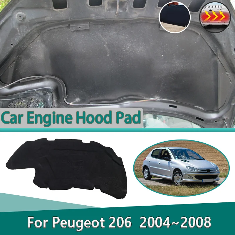 

Для Peugeot 206 2004 2005 2006 2007 2008 звукоизоляционный коврик на переднем капоте, термозвукоизоляционный ватный коврик, протектор, автомобильные аксессуары