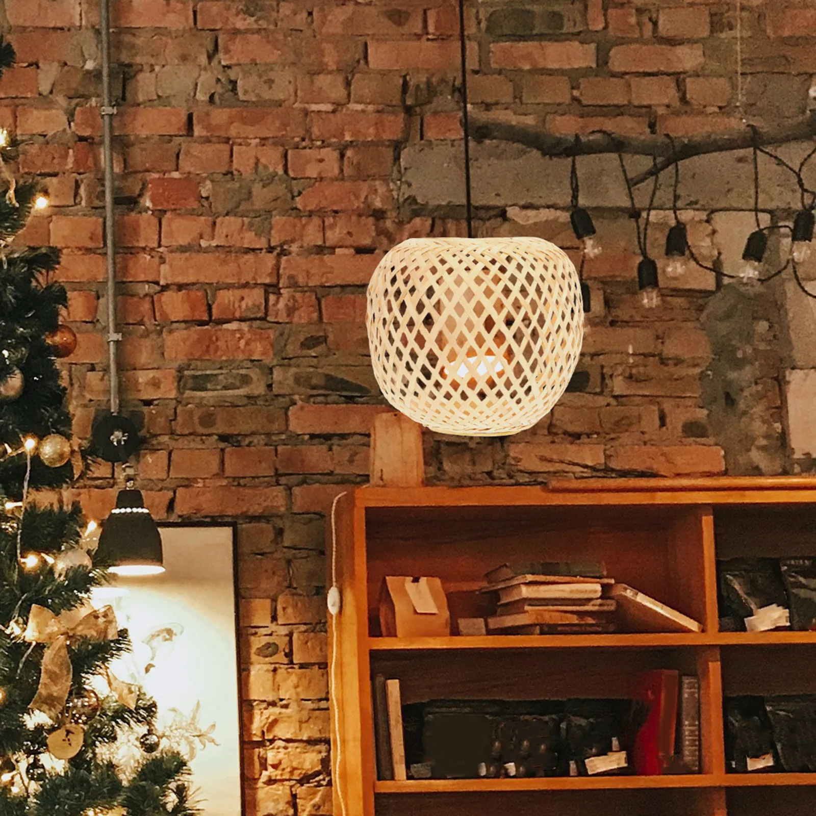 大型竹製ランプシェード、手作りの織りデザイン、吊り下げ式天井照明器具、ホテル、レストラン装飾用ライトシェード