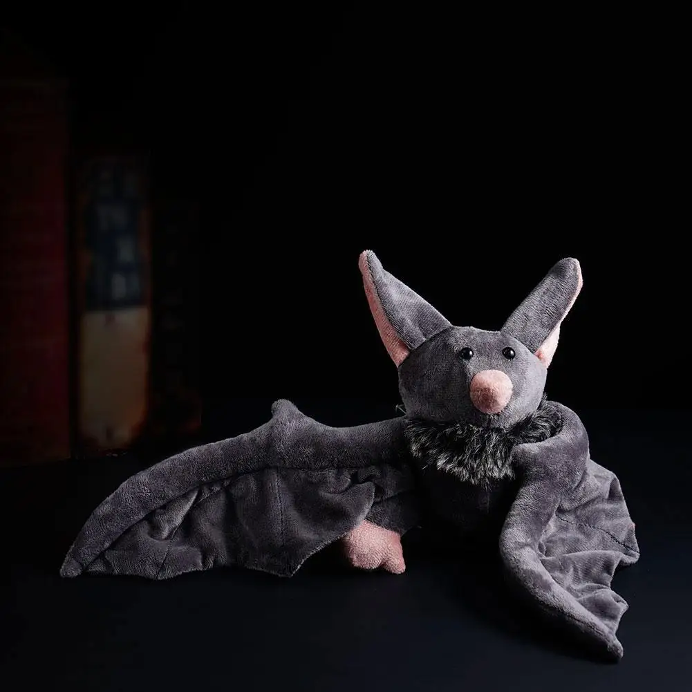 24cm Cute Bat Plush Toy Soft Stuffed Cartoon Bat Plush Grey Funny Design Bat Stuffed Animal Halloween Decoration