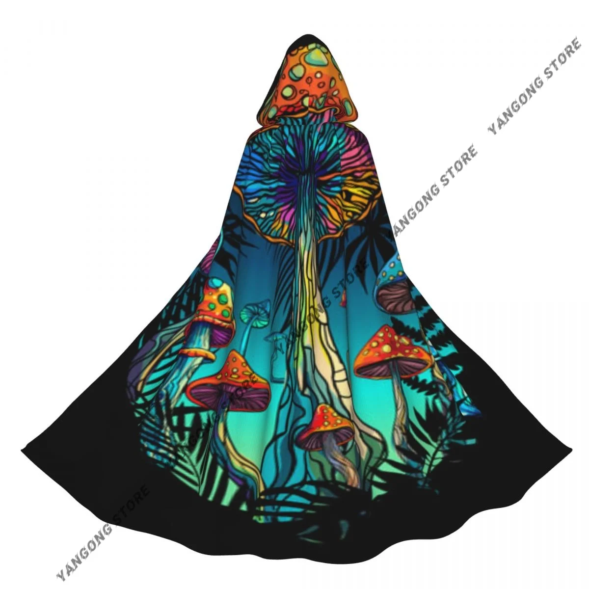 Witch Cloak Psychedelic Magic Glowing Mushrooms Halloween Cosplay Costume Unisex Adult Cloak Retro Ages Cape