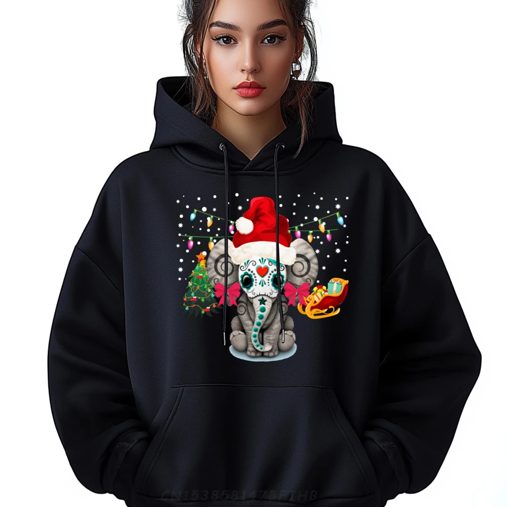 

Cute Elephant Christmas Sugar Skull Pajama Christian Sweater Men Mens Hoodies Christmas Sweater Long Sleeve