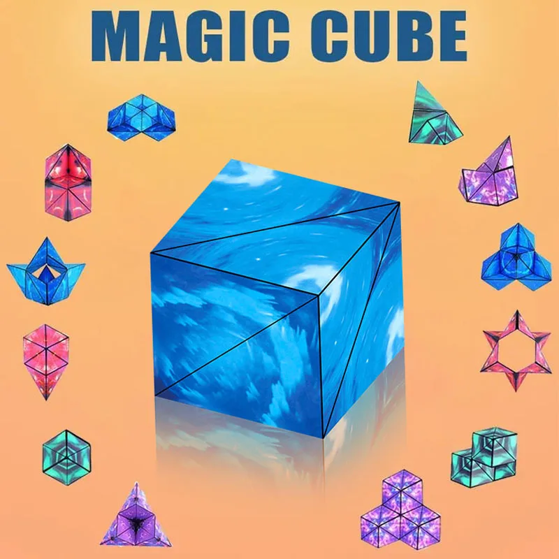 Wandelbarer magnetischer Zauberwürfel, 3D-Puzzle, STEM-Lernbauspielzeug für Kinder im Alter von 3–12 Jahren, kreative Lernaktivität