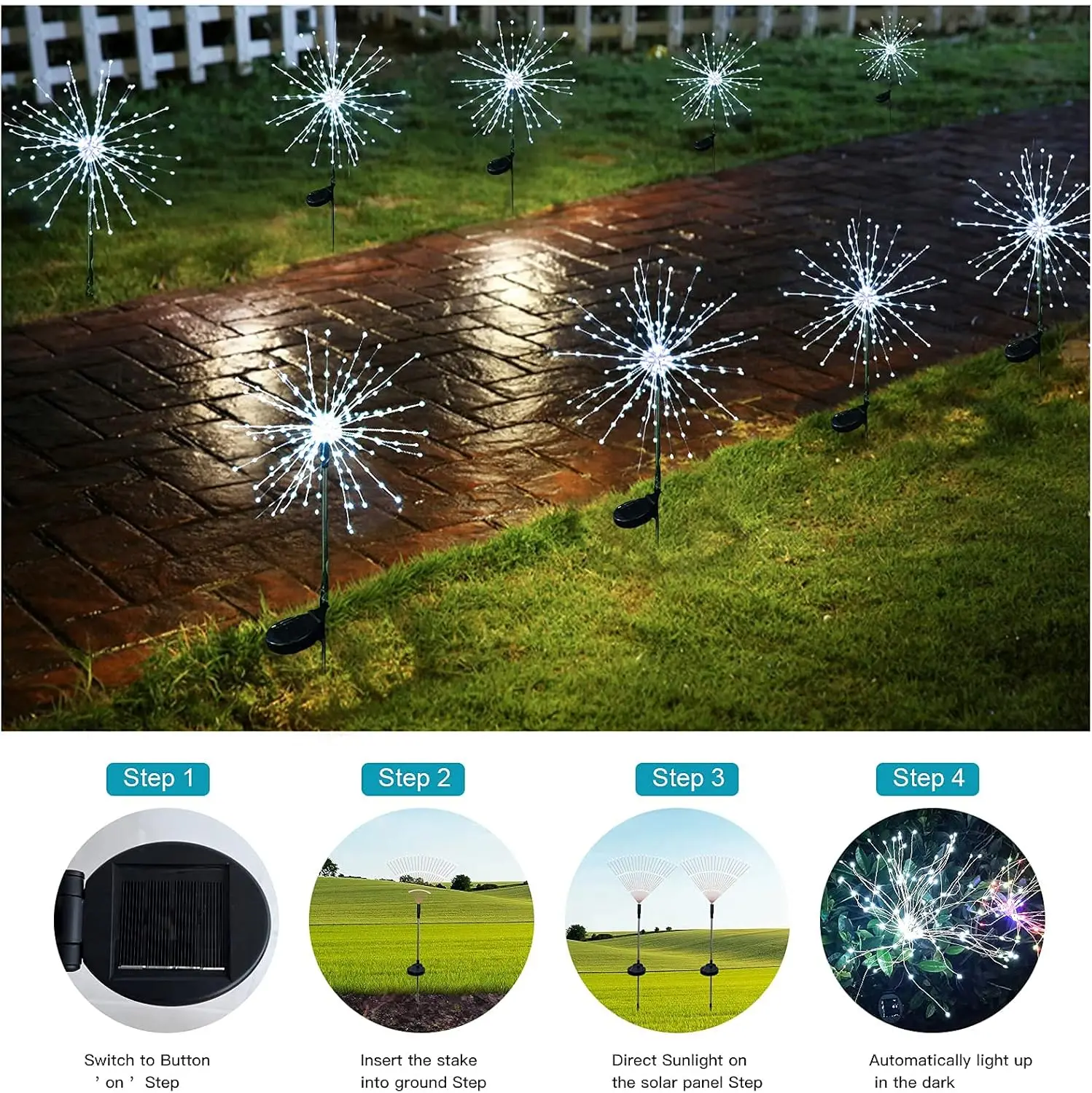 أضواء الحديقة الشمسية في الهواء الطلق ، أضواء المناظر الطبيعية الزخرفية للممشى ، الفناء ، 200LED #5