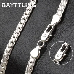 BAYTTLING 925 Sterling Silver Bracelet 5mm 8/18/20/22/24 Inch Necklace Full Sideways Chain For Women Men Fashion Jewelry Gift