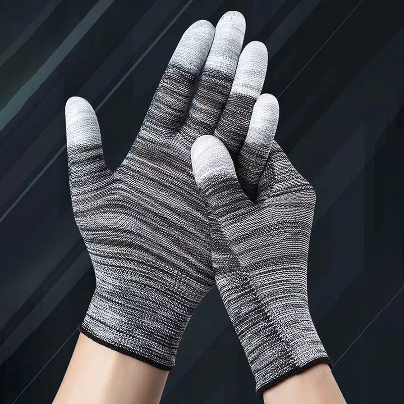 

Антистатические пылезащитные перчатки из полиэстера с полиэфирным покрытием, 12 пар для автомобильной виниловой пленки и установки оттенка окон