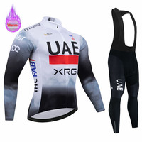 Uae New Winter Thermal Fleece Long Sleeve Cycling Jersey Set Bib Pants Ropa Ciclismo Bicycle Clothing MTB Bike Mens Team Suit