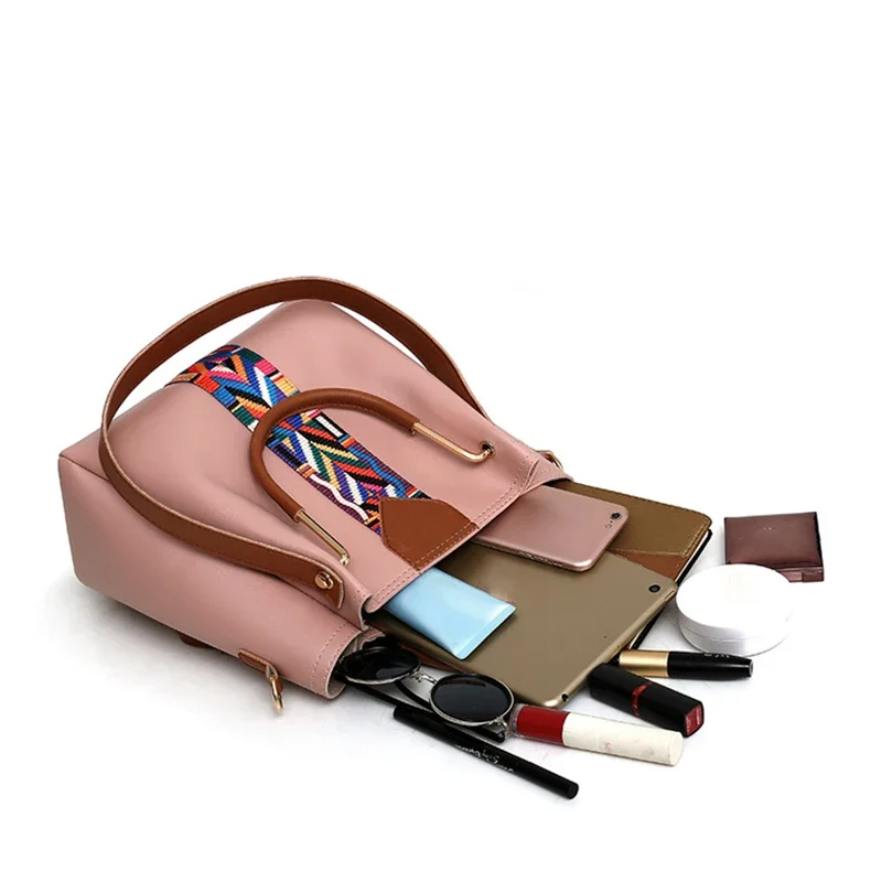 Luxury Handbag Large Capacity Tote Bag 4 Pcs Women's Bag Fashion Shoulder Bag Wallet Card Case image 6
