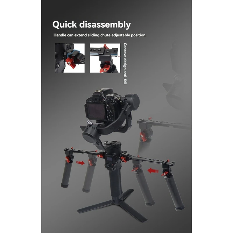 Punho gimbal para dji ronin rs2/3/4, alça dobrável de carbono 180, suporte estabilizador ajustável para dji rs2/3/4 a