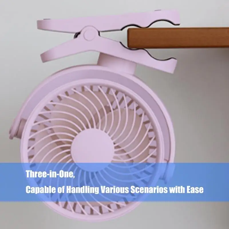 مروحة طاولة صغيرة قابلة لإعادة الشحن USB، 4 سرعات، مروحة مكتب USB هادئة للمكتب المنزلي N58D