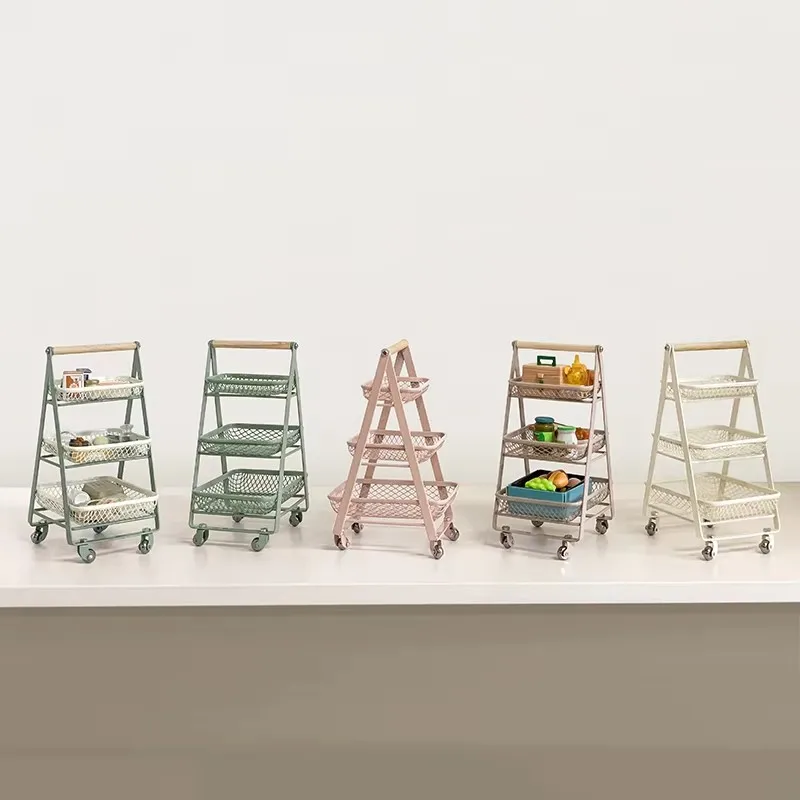 1:6 Scale Dollhouse Mini Furniture Metal Storage Cart Kitchen Rack Decor Props For BJD OB11 GSC Blythe Soldier Lol Doll