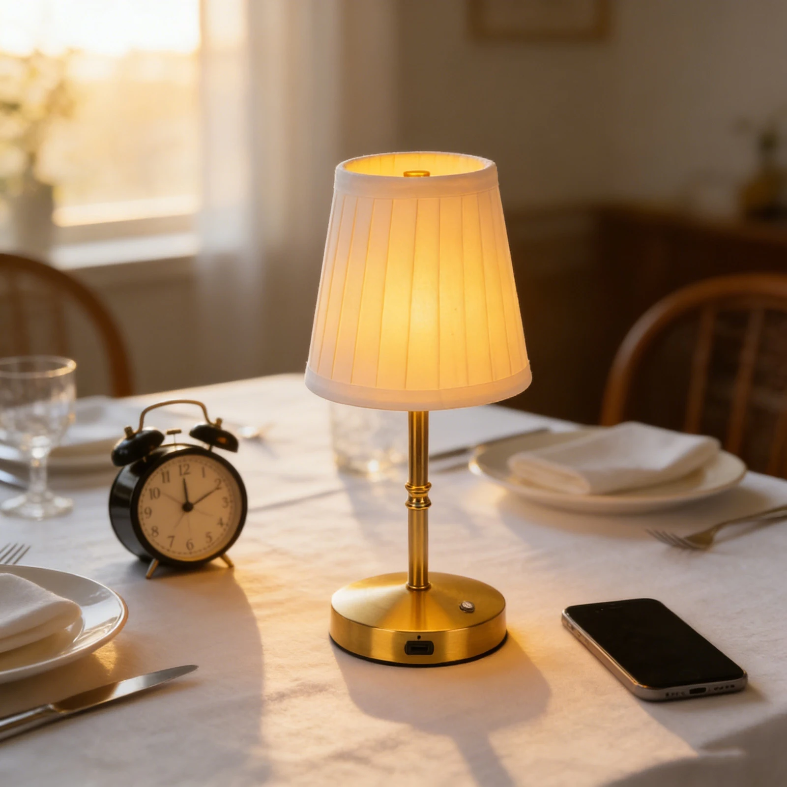 クリエイティブ-led-充電タッチ調光ファブリックデスクランプ寝室のベッドサイドテーブルランプハイエンドの雰囲気小型ナイトライト照明