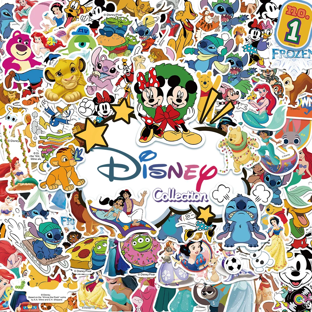 Disney-Mix Adesivos bonitos dos desenhos animados, Princesa Micky, Decalque Graffiti, Laptop, Bagagem, Skate, Etiqueta impermeável, Brinquedo Kid,