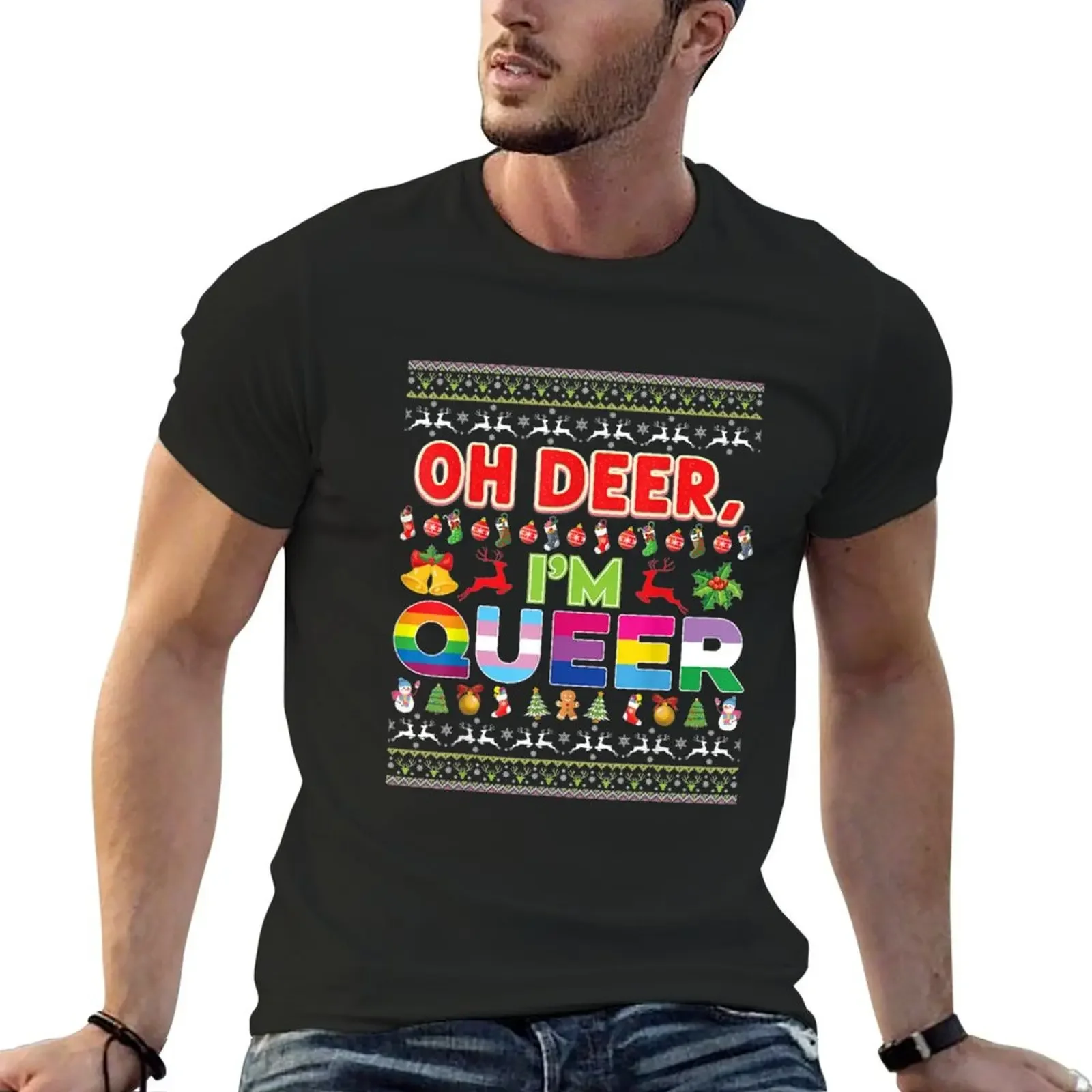 Oh Deer I'm Queer Merry CLONEX T-Shirt rapper graphic tees vintage anime shirt blacks cute clothes mens clothes