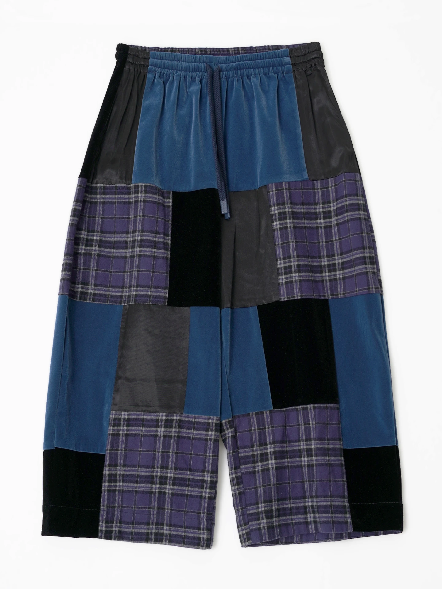 Patchwork Plaid Wide - Leg Pants, Retro And Unique Design, For Daily Streetwear, Fashionable And Eye - Catching 255124
