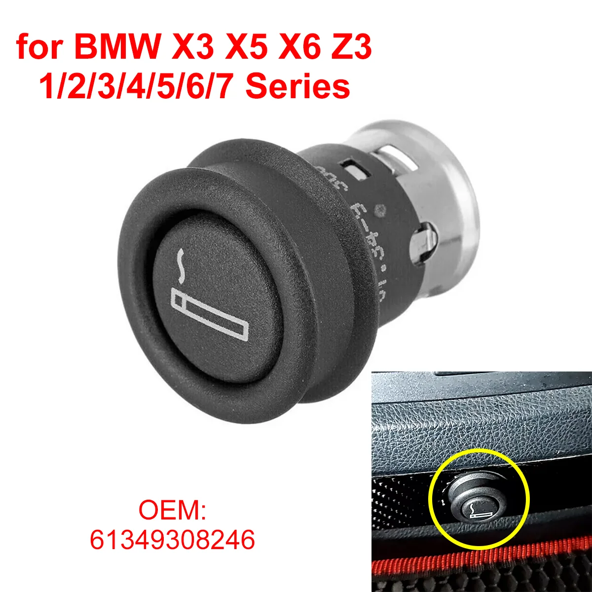 Car Cigarette Lighter Assembly Socket 61349308246 for BMW 1 2 3 4 5 6 7 X3 X5 X6 Z3