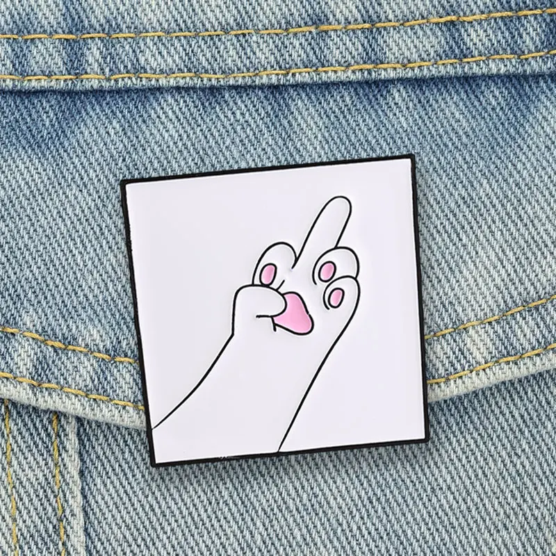 Cat Paw Middle Finger Enamel Pins Funny Rude Meme Kitten Hand Brooch Badge Cartoon Animal Jewelry Gift for Friends