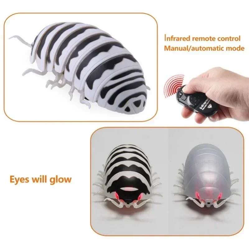 Funny RC Animal Toys Simulation Pillbug Electric Robot Bugs Halloween Prank Insect Kids ToysInfrared RC Bugs Toys For Children