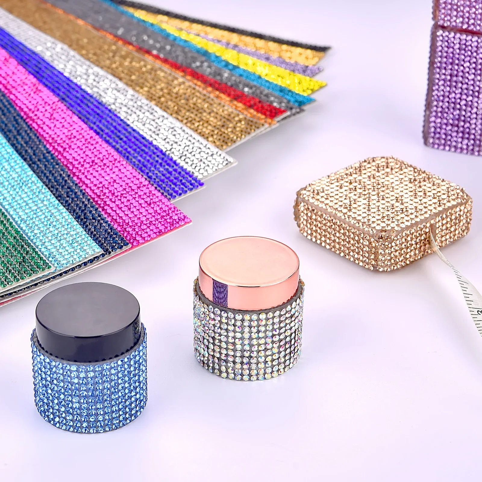 Self-Adhesive Crystal Rhinestone Sticker Shiny Glass Rhinestone Ribbon Sticker For Arts/Crafts DIY Event Car Phone Shoes Decor