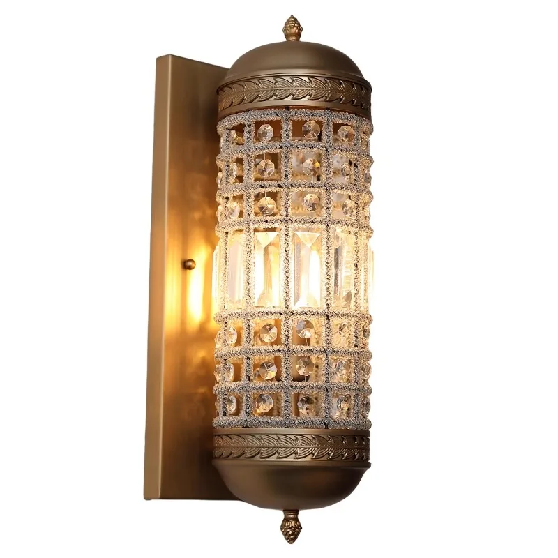 

Vintage strip wall lamp Bedroom bedside lamp American decoration high-end crystal aisle wall lamp