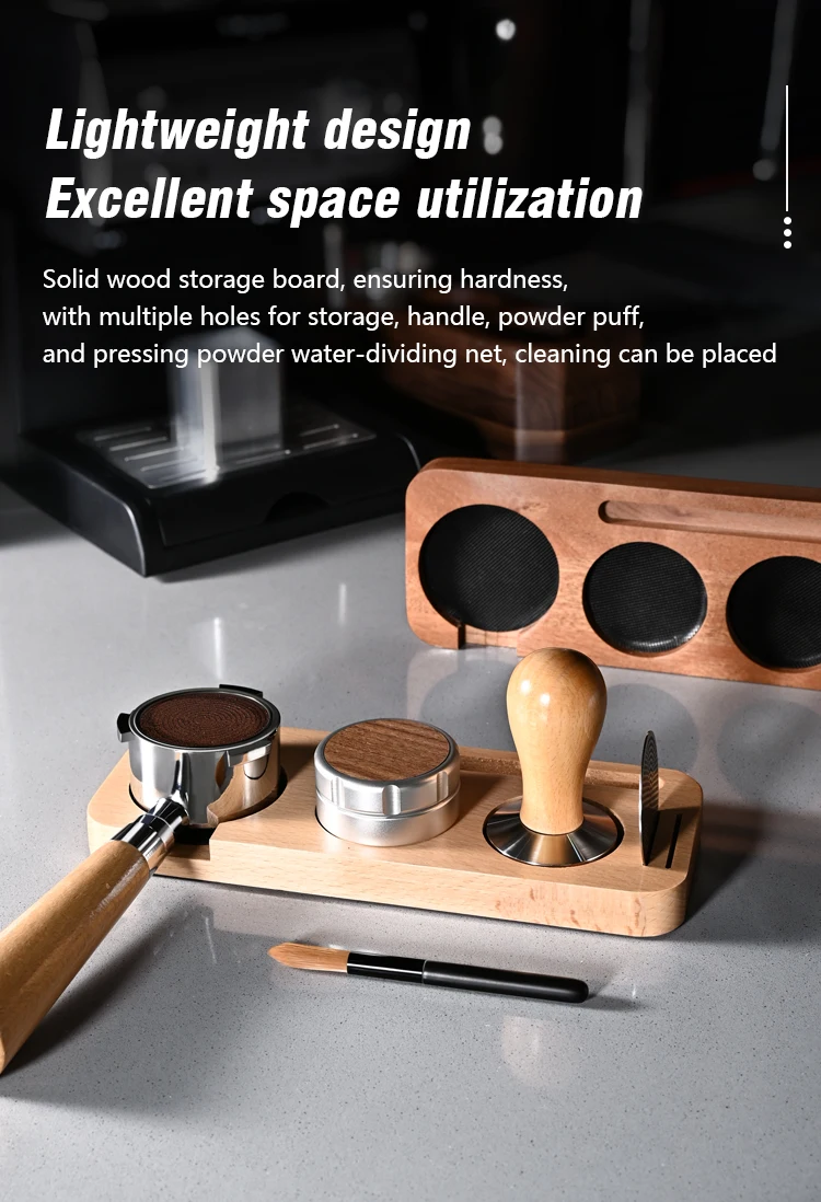 Kaffee-Tamper-Matte Ständer Siebträgerhalter Sapelert Basisgestell aus Walnussholz für 51MM 54MM 58MM Espresso-Zubehör Barista – Detail 9