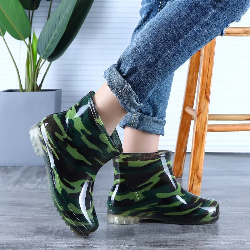 

Work Camo Chef Kitchen Cooking Low Heel Rain Boots for Men Gumboots Water Wear-resistant New Comfortable Adult Wellies Man Shoes
