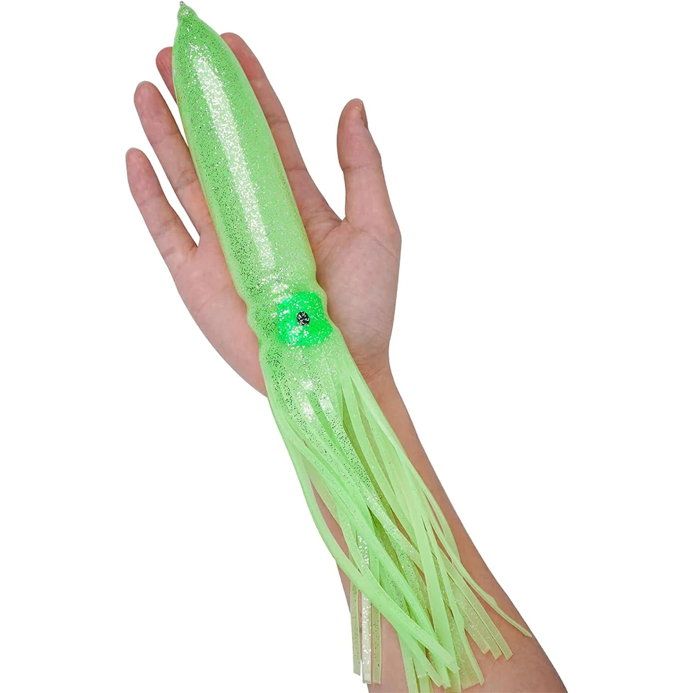 3Pcs Octopus Squid Skirts Fishing Lures 30cm/11.81inch 56g Luminous Octopus Skirt Trolling Plastic Bait Saltwater Fishing Tackle