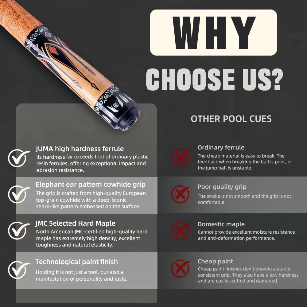 KONLLEN Maple Pool Cue K Series Low Deflection Profession Ultra-smooth Billiard Pool Sticks with Carbon Tube Inside and 12mm tip