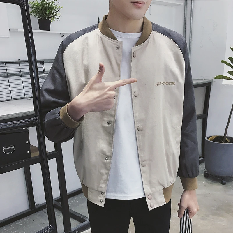 

Осенняя новинка: мужская бейсбольная куртка в стиле Hong Kong Sle, приталенная, повседневная верхняя одежда, модная студенческая мужская одежда, топ